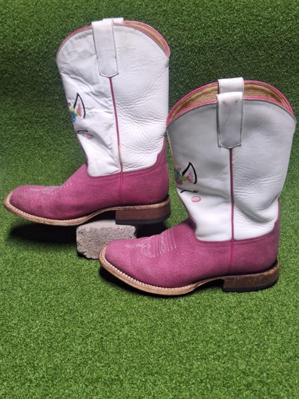 Macie Bean Pink and Cream Western Boot Interior